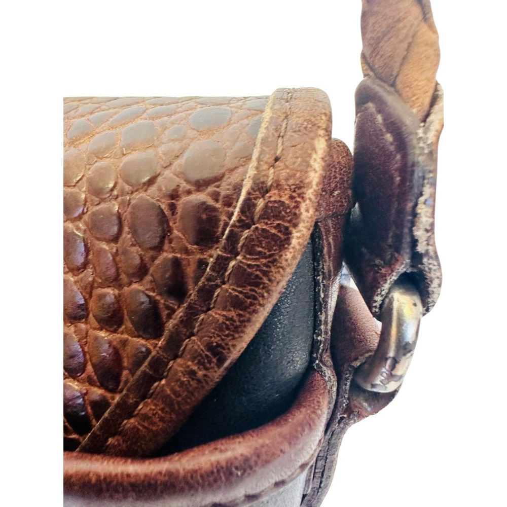 Vintage Brighton Cheryl Crossbody Leather Bag Alligator Embossed Black Brown 90s - Picture 7 of 16